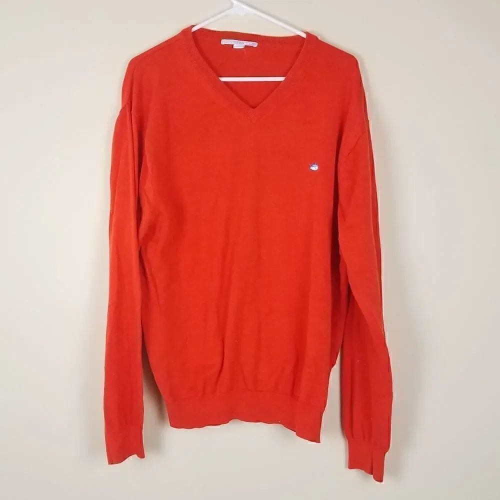 Southern Tide Orange Vneck Men's Sweater Large